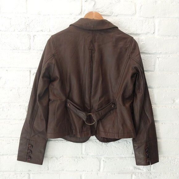 Vintage Wilsons Authentic Leather Jacket Womens Medium / Large Brown Button Up - Picture 1 of 13